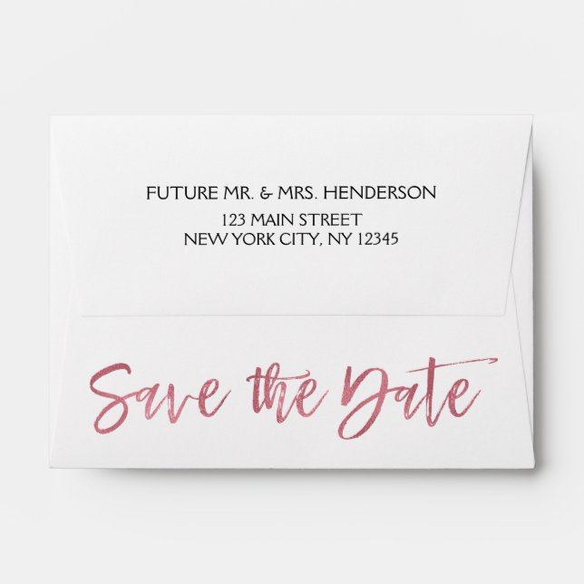 Rose Gold Foil Save the Date Envelopes (Back (Top Flap))