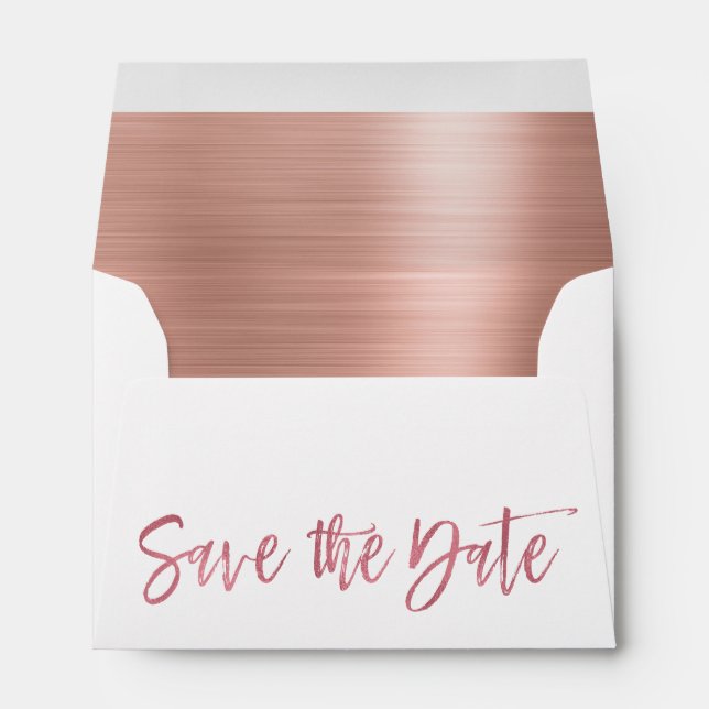 Rose Gold Foil Save the Date Envelopes (Back (Bottom))