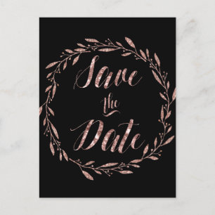Rose Gold Foil Save The Date Postcards On Black