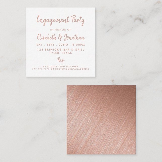 Rose Gold Foil & Script Engagement Party Ticket (Front/Back)