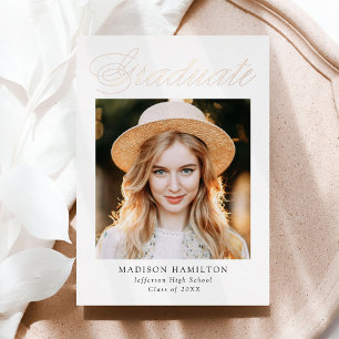 Rose Gold Foil Script Graduation Announcement