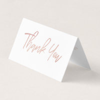 Rose Gold Foil Script Logo Business Thank You Card