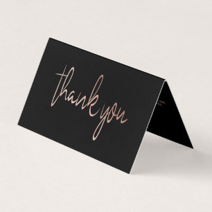 Rose Gold Foil Script Logo Business Thank You Card