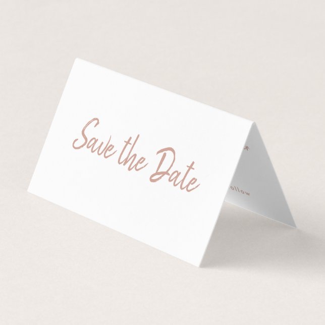 Rose Gold Foil & Script Photo Save The Date Card (Front)