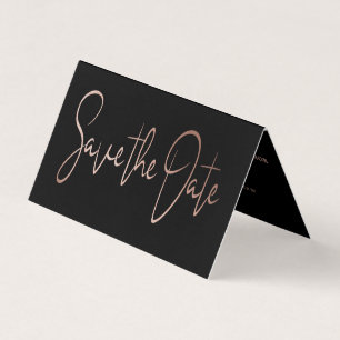 Rose Gold Foil Script Photo Save The Date Card