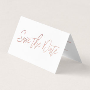 Rose Gold Foil Script Photo Save The Date Card