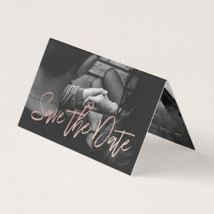 Rose Gold Foil Script Photo Save The Date Card
