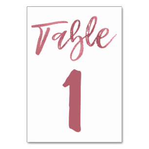 Rose Gold Foil Script Table Number
