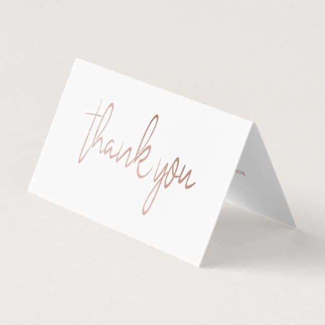 Rose Gold Foil Script Wedding Photo Thank You Card (Front)
