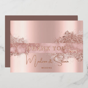 Rose Gold Foil Script Wedding Thank You Cards