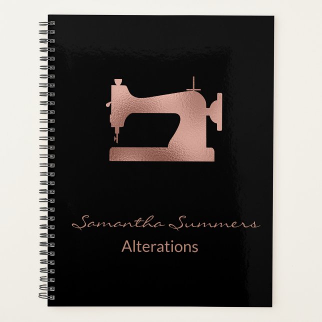 Rose Gold Foil Sewing Machine Alterations  Planner (Front)