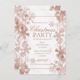 Rose Gold Foil Snowflakes Christmas Party Invitation