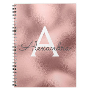 Rose Gold Foil Sparkle Monogram Notebook