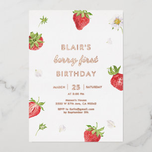 Rose Gold Foil Strawberry Berry First Birthday