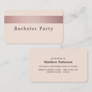Rose Gold Foil Stripe, Bachelor Party Invitation