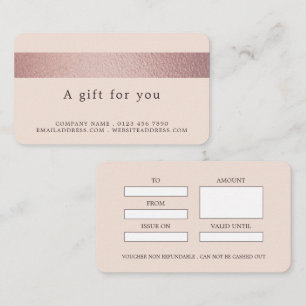 Rose Gold Foil Stripe On Blush Pink Gift Cards
