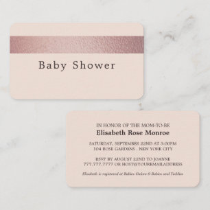 Rose Gold Foil Stripe on Pink Baby Shower Invite