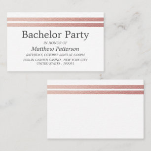 Rose Gold Foil Stripes Bachelor Party Invitation