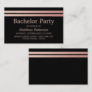 Rose Gold Foil Stripes Bachelor Party Invitation