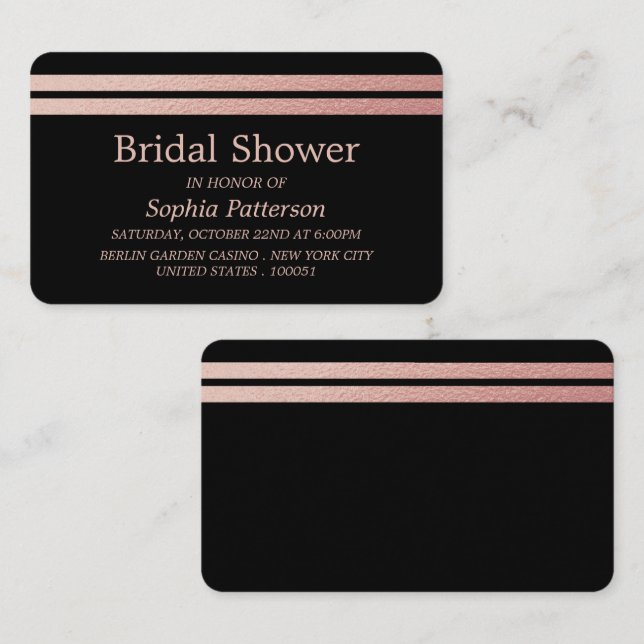 Rose Gold Foil Stripes Bridal Shower Ticket Invite (Front/Back)