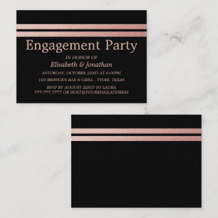 Rose Gold Foil Stripes Engagement Party Ticket