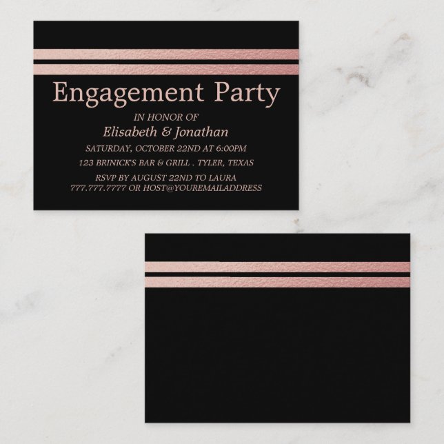 Rose Gold Foil Stripes Engagement Party Ticket (Front/Back)