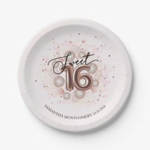 Rose Gold Foil Sweet 16 Bday Balloons Party Pink Paper Plate
