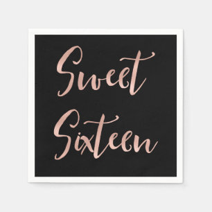 Rose Gold Foil Sweet 16 Sixteen Birthday Party Napkin