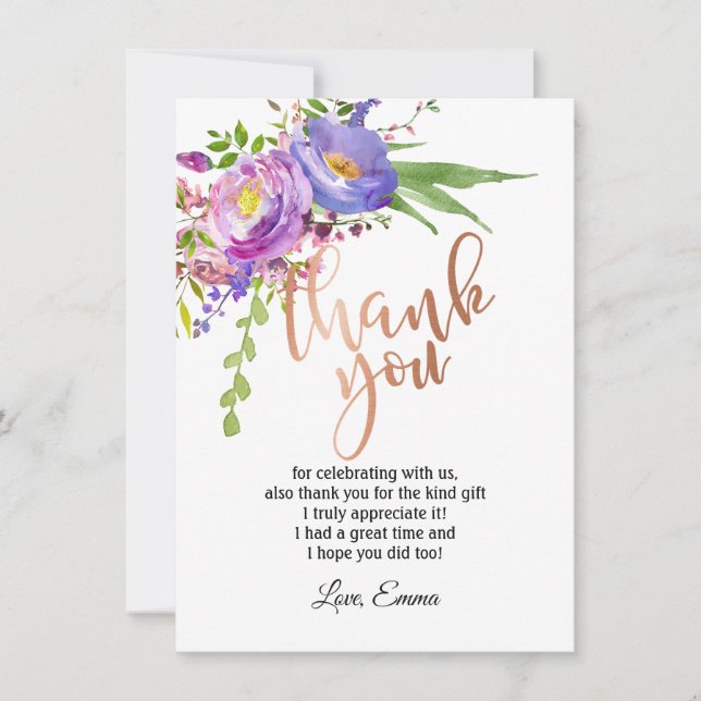 Rose Gold Foil ,  thank you card (Front)