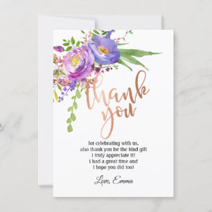 Rose Gold Foil , thank you card