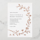 Rose Gold Foil Vine Scroll Wedding Invitation,<br><div class="desc">This meandering vine in real rose gold foil makes an elegant statement for your wedding invitation. You may personalise with your information and change the wording to suit your event.</div>