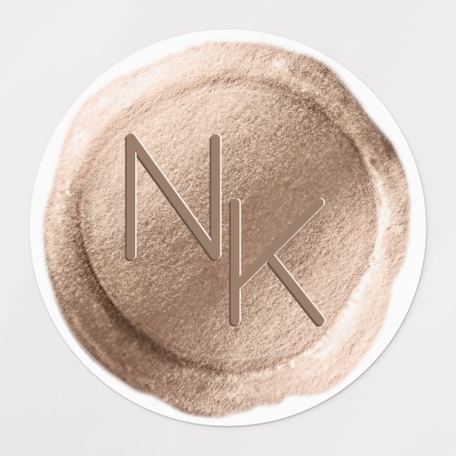 Rose Gold Foil Wax Seal Initials Wedding Monogram (Design 1)
