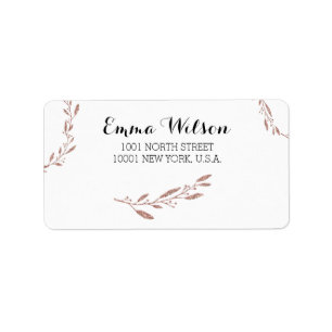 Rose Gold Foil Wedding Address Labels Floral