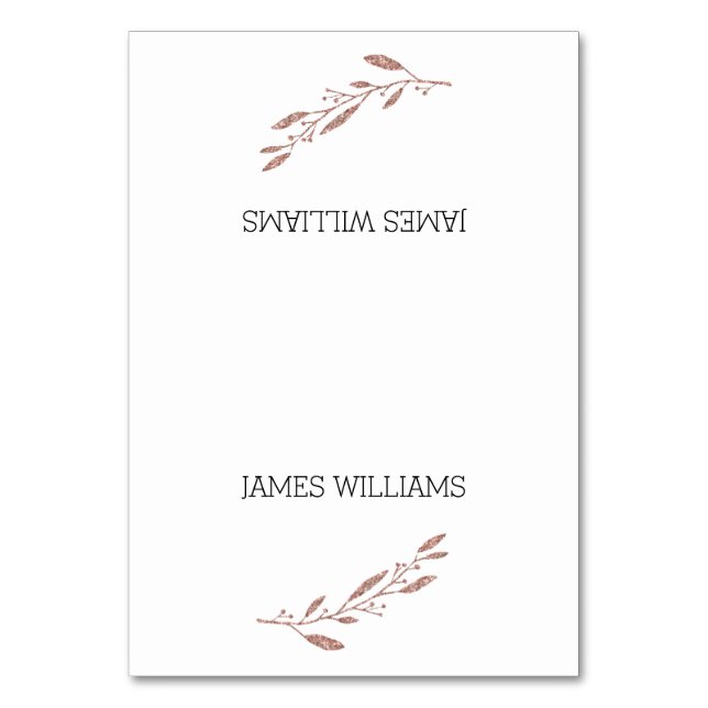 Rose Gold Foil Wedding Place Cards Floral (Front)