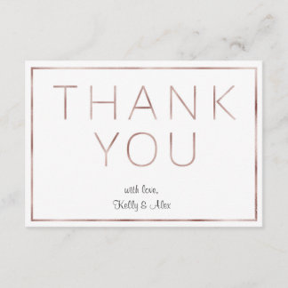 Rose Gold Foil Wedding Thank You Card