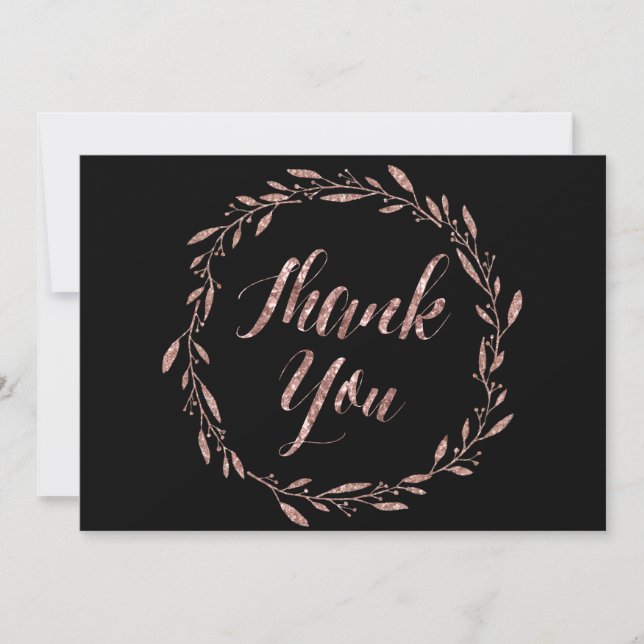 Rose Gold Foil Wedding Thank You Cards Black (Front)