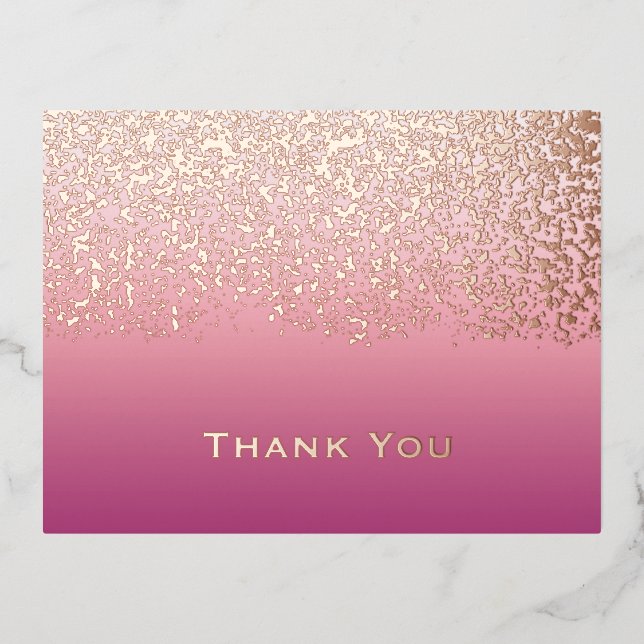 Rose Gold Foil Wedding Thank You  Foil Holiday Postcard (Front)