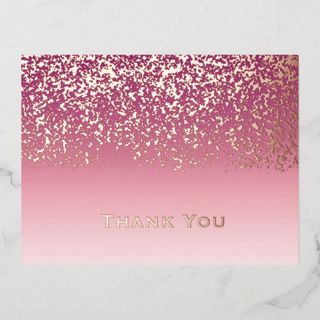 Rose Gold Foil Wedding Thank You  Foil Holiday Postcard (Front)