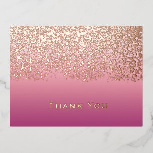 Rose Gold Foil Wedding Thank You Holiday Postcard