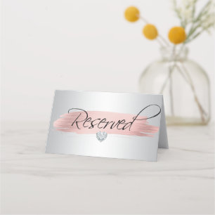 Rose Gold Foil White Black RESERVED Sign Place Card