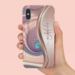 Rose Gold Fractal Handwritten Calligraphy iPhone 13 Pro Case<br><div class="desc">This design may be personalised in the area provided by changing the photo and/or text. Or it can be customised by choosing the click to customise further option and delete or change the colour of the background, add text, change the text colour or style, or delete the text for an...</div>