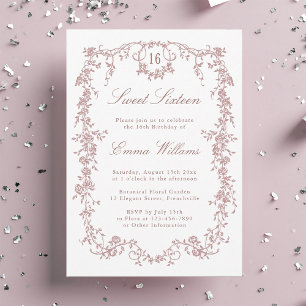 Rose Gold French Frame Sweet 16 Birthday Party     Invitation