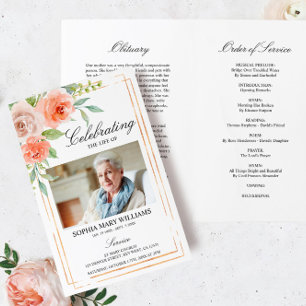 Rose & Gold Funeral Program   Order of Service