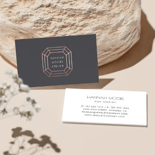 Rose Gold Gem Logo Jewellery Design Business Card