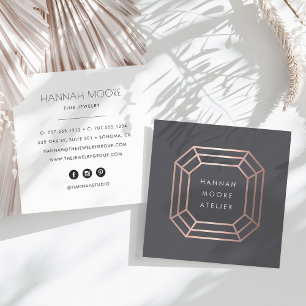 Rose Gold Gemstone Logo   Jewellery Design Square Business Card