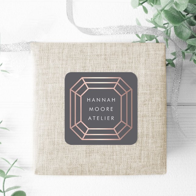 Rose Gold Gemstone Logo Square Sticker (Creator Uploaded)