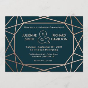 Rose Gold Geometric Diamond Wedding Invitation