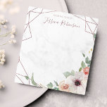 Rose Gold Geometric Floral Bohemian Personalised Notepad<br><div class="desc">Create your own modern and sophisticated style notepads with rose-gold geometric pattern and pink watercolor floral illustration on a marble textured background.</div>