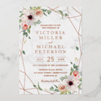 Rose Gold Geometric Floral Bohemian Pink Wedding