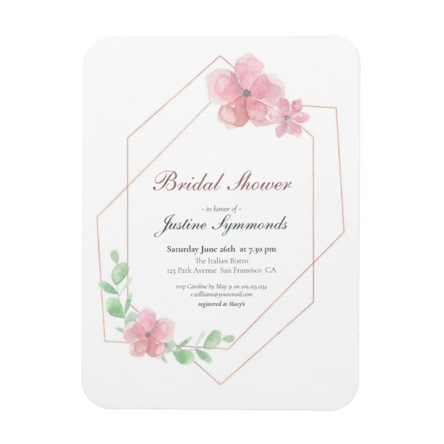 Rose Gold Geometric Floral Bridal Shower Magnet (Vertical)
